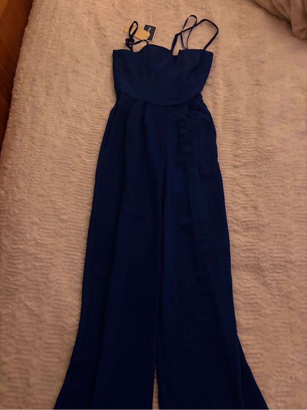 Monteau Royal Blue Spaghetti-Strap Wide-Leg Jumpsuit